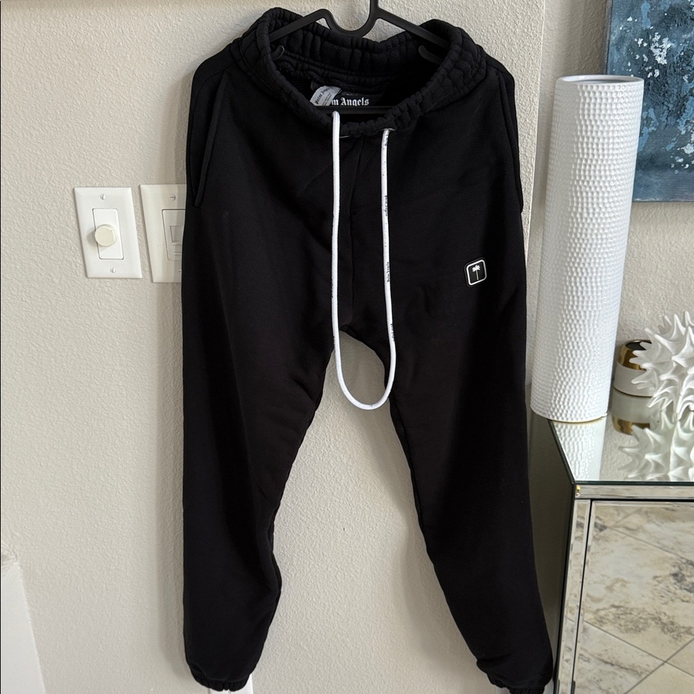 Palm Angels Black Joggers with White Accents